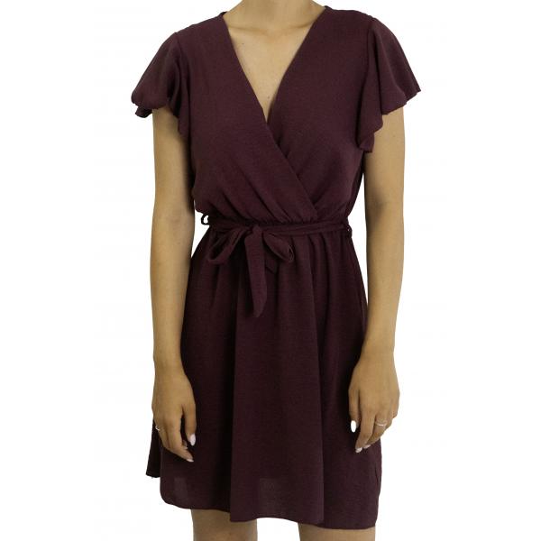 Vestito corto con fiocco scollo a V